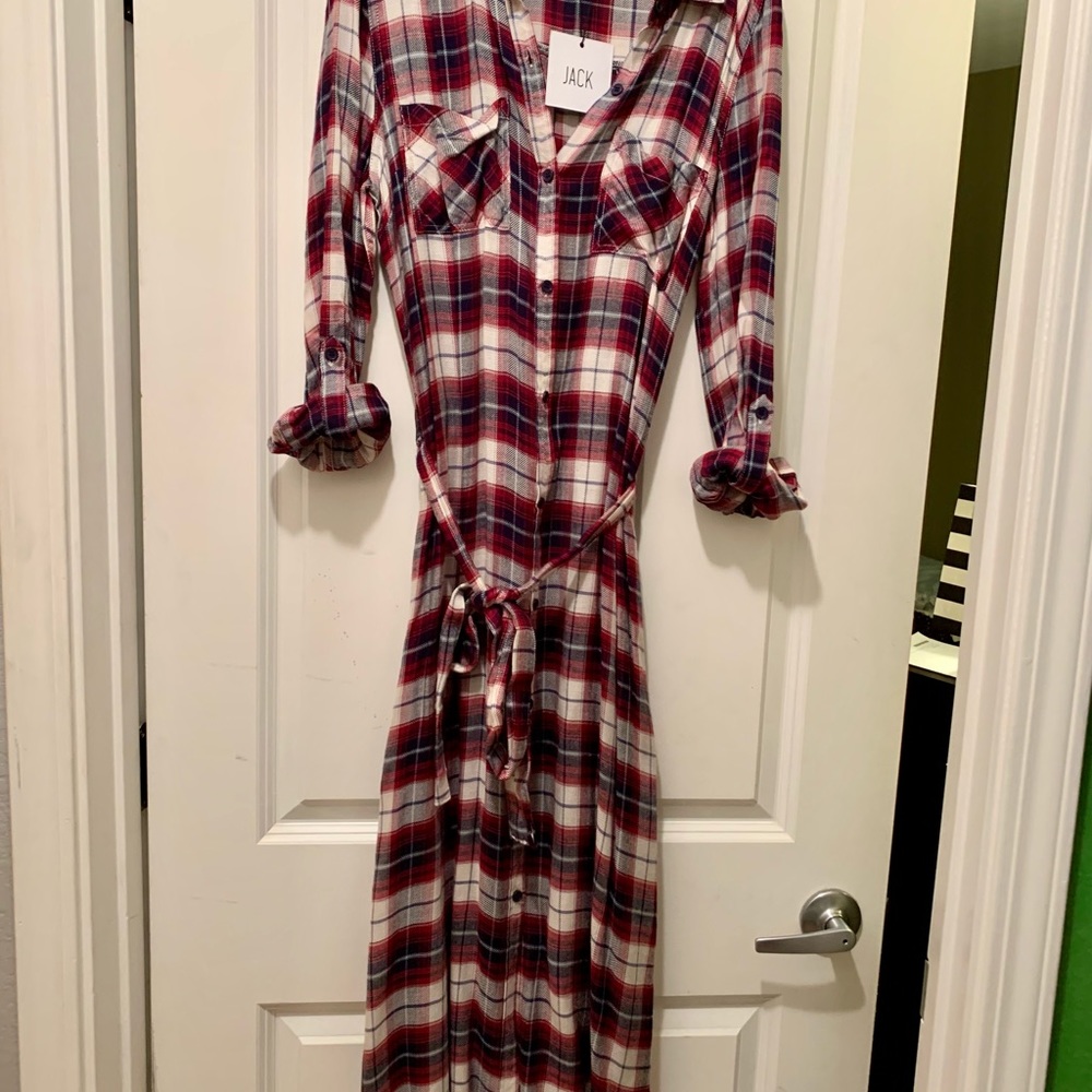 Jack plaid button down shirt dress.